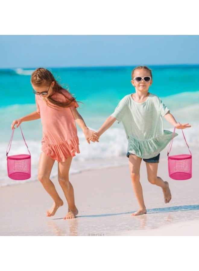 GGEROU 2Pcs Beach Toy Shell Bag for Kids,Mesh Beach Seashell Bag with Zipper and Adjustable Shoulder Strap for Holding Beach Toys Outdoor Pink  - Image 4