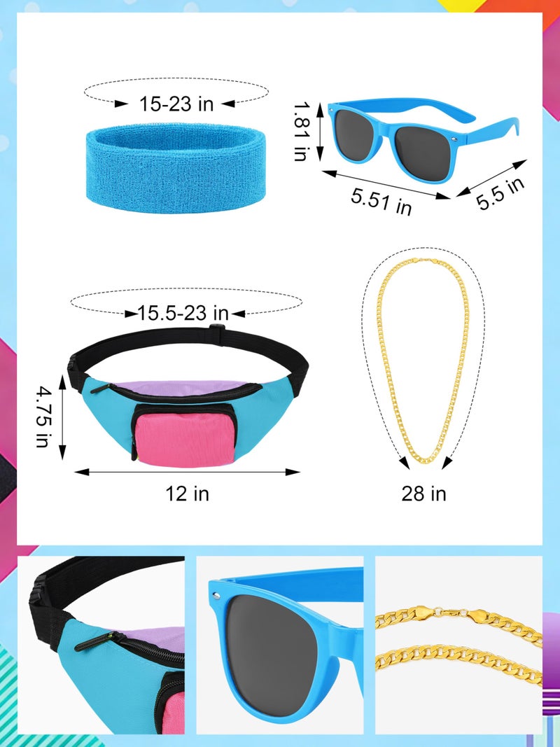 SOMSOC 7 Pieces 80s Tracksuit for Women 90s Windbreaker Sweatpants Outfit Color Block Jacket with Fanny Pack Accessories - Image 4