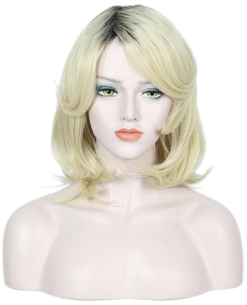Linfairy Short Halloween Costume Cosplay Wig for Women Blonde Ombre