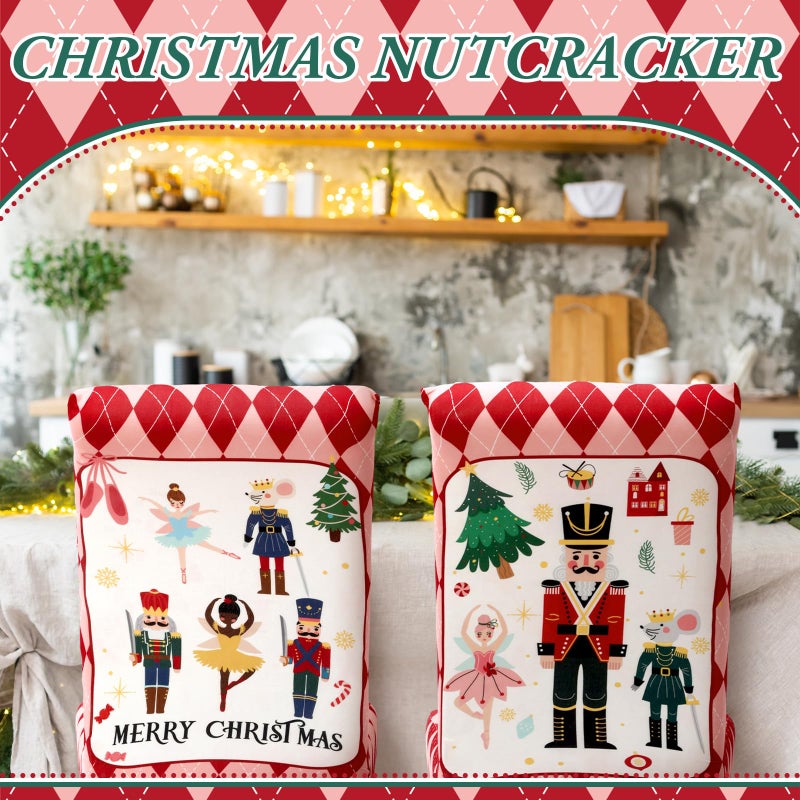 Fuweave 6 PCS Merry Christmas Nutcracker Crait يغطي مقعد غرفة الطعام في فصل الشتاء أغطية مقعد عيد الميلاد غطاء محامي المقعد لحفلات المطبخ مزرعة - Image 5