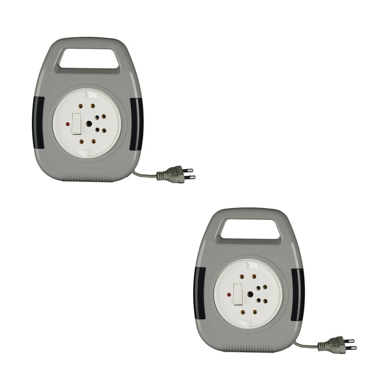 Anchor by Panasonic 6A 2 Pin Flex Box with Indicator & Handle | 8 Mtr Extension Flex Box for Home, Office (Grey, 5219-PK2) - Image 2