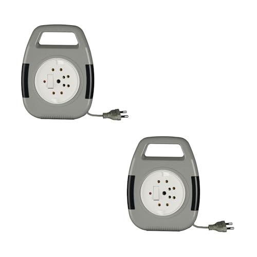 Anchor by Panasonic 6A 2 Pin Flex Box with Indicator & Handle | 8 Mtr Extension Flex Box for Home, Office (Grey, 5219-PK2) - Image 1