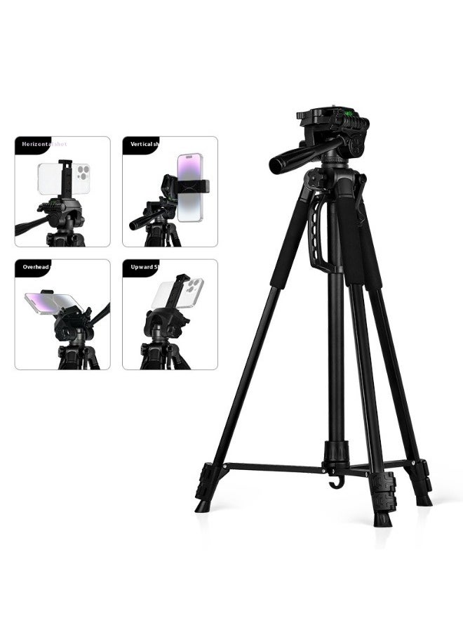 1.4M Black Iron Bluetooth Tripod, Universal for Phone and Camera, 10m Remote Control, Ideal for Live Streaming and Photography, Adjustable Height for Outdoor and Indoor Use