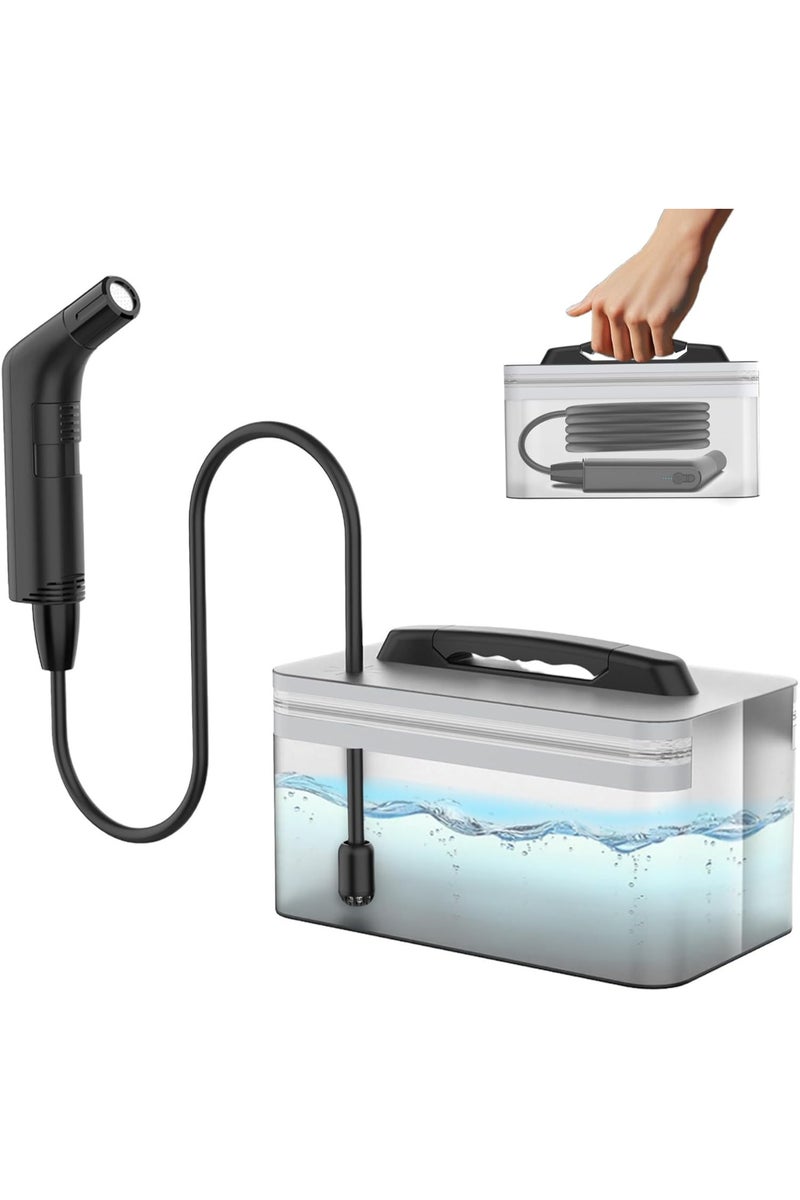 NYVIO Portable Rechargeable Travel Bidet Shattaf – 2.3L Large Water Tank, 2-Speed Flow Control, 1.2M Flexible Hose & Carry Bag – Ideal for Camping, Outdoor, Travel & Personal Hygiene (Black) - Image 1