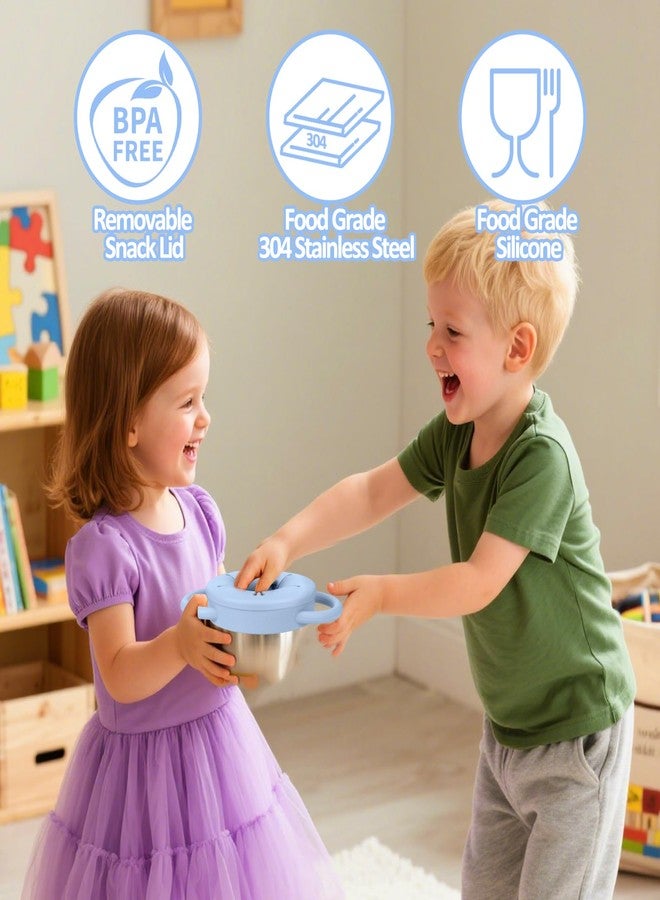 BUSOHA 2 Pack Stainless Steel Toddler Snack Cups - 9 OZ Spill-Proof Baby Snack Containers with Silicone Catcher and Lid Travel Snack Containers for Kids Food Grade Silicone Dishwasher Safe - Image 3