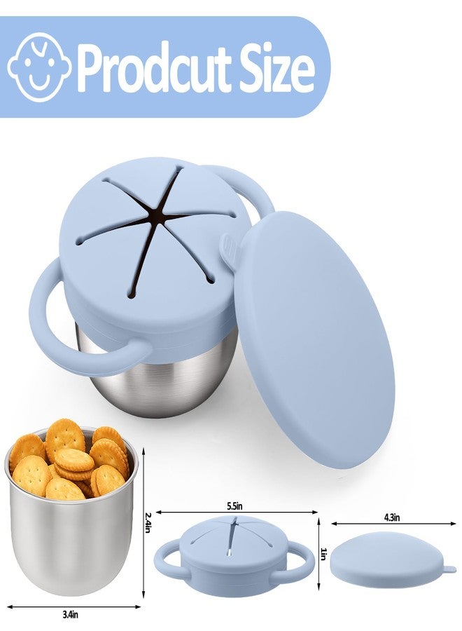 BUSOHA 2 Pack Stainless Steel Toddler Snack Cups - 9 OZ Spill-Proof Baby Snack Containers with Silicone Catcher and Lid Travel Snack Containers for Kids Food Grade Silicone Dishwasher Safe - Image 2