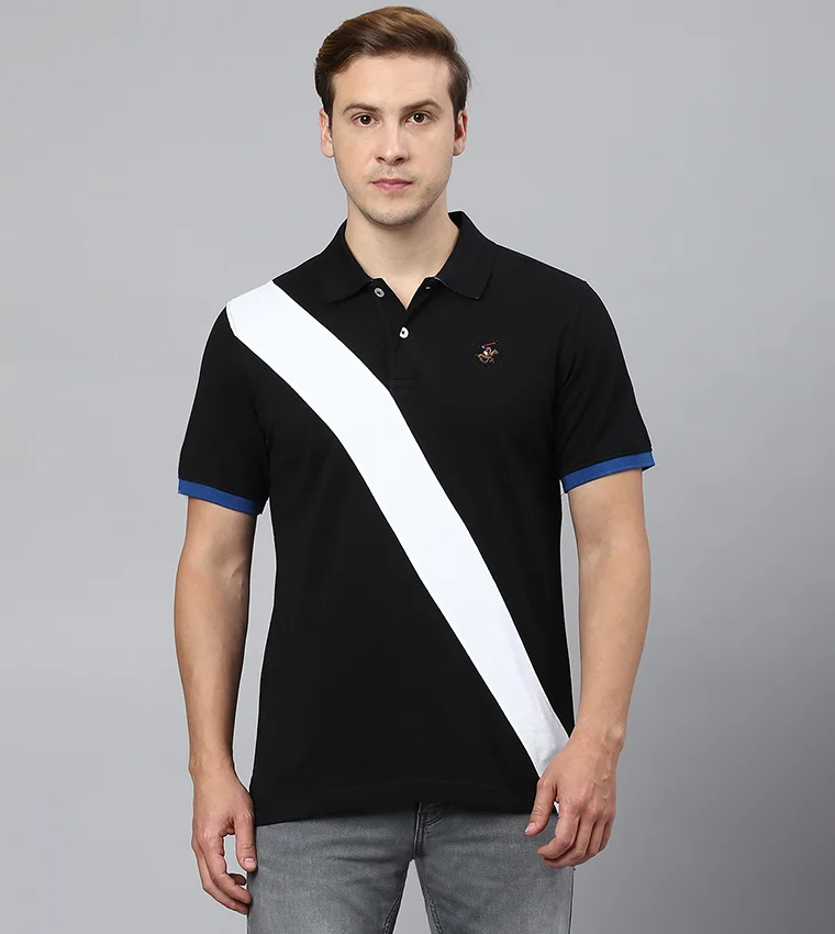 BEVERLY HILLS POLO CLUB Diagonal Stripe Polo T-Shirt
