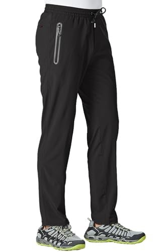 TBMPOY Men's Travel Hiking Pants Lightweight Athletic Pant Quick Dry Windbreaker Fishing Running Active Jogger Black 3XL - Image 1
