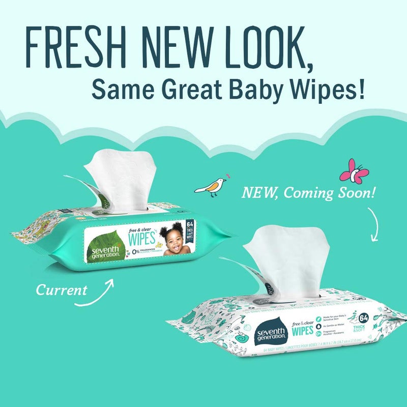 Seventh Generation Baby Wipes, Free & Clear Refill with Tape Seal, 384 count - Image 2