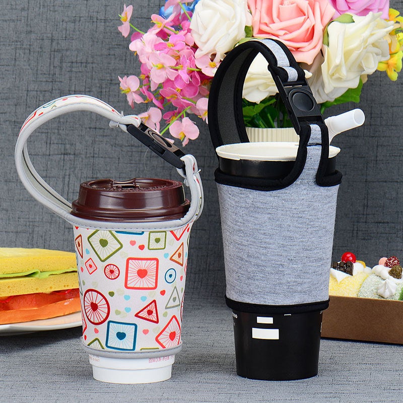 Portable Beverage Cup Cover Milk Tea Coffee Cup Cloth Cover Anti-Scalding Belt Snap Available Strap Portable Milk Tea Cup Cover - Image 3