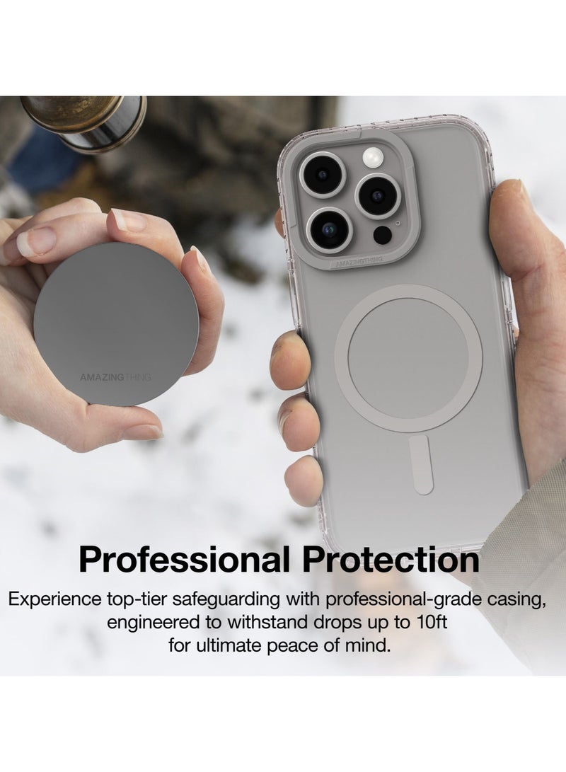 AMAZINGthing جراب Titan PRO Magnetic (10Feet) مقاوم للسقوط لهاتف iPhone 16 Pro MAX متوافق مع MagSafe - رمادي - Image 5