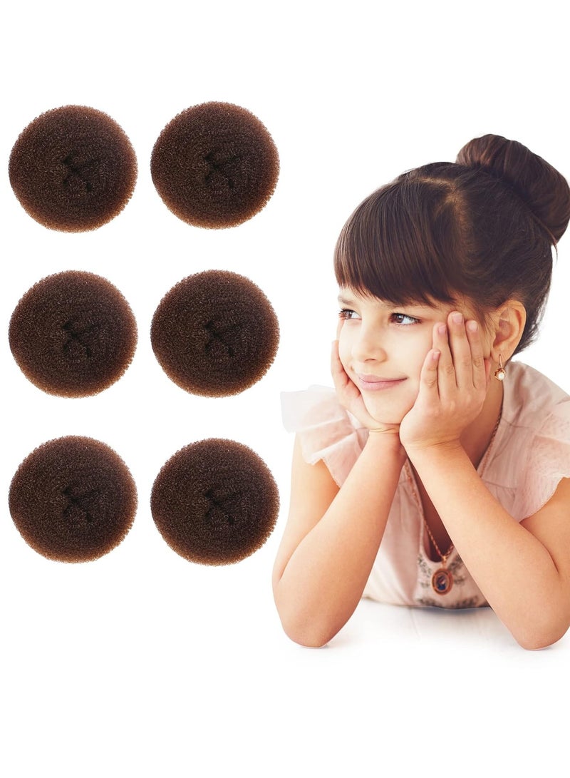 Styla Hair Styla Hair Small Donut Bun Maker for Kids Hair Buns - Easy Ballet and Sock Buns (6pc Brown 2 Inch Size)  - Image 1