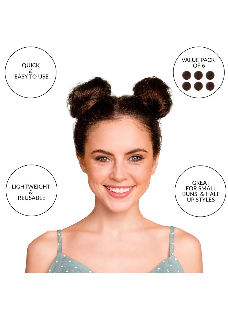 Styla Hair Styla Hair Small Donut Bun Maker for Kids Hair Buns - Easy Ballet and Sock Buns (6pc Brown 2 Inch Size)  - Image 4