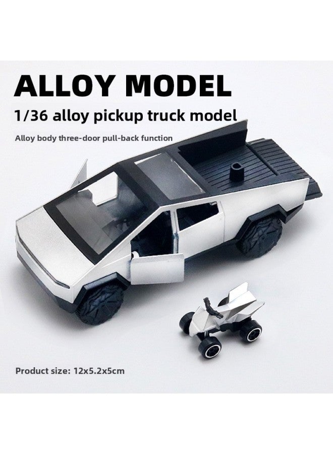 Bagged 1/36 Special Pickup With Small Motorcycle Off-Road Alloy Car Model Boy Metal Car Toy Pull Back 