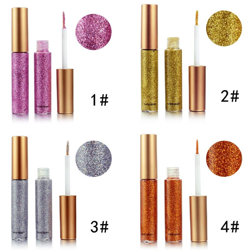 DekRion Glitter-Eyeliner,Silver Giltter-Eyeliner, Long-lasting Waterproof Eye-Glitter Makeup, Silver, Gold, Pink Green High-pigmented Colorful Eye Liner Liquid - Image 4