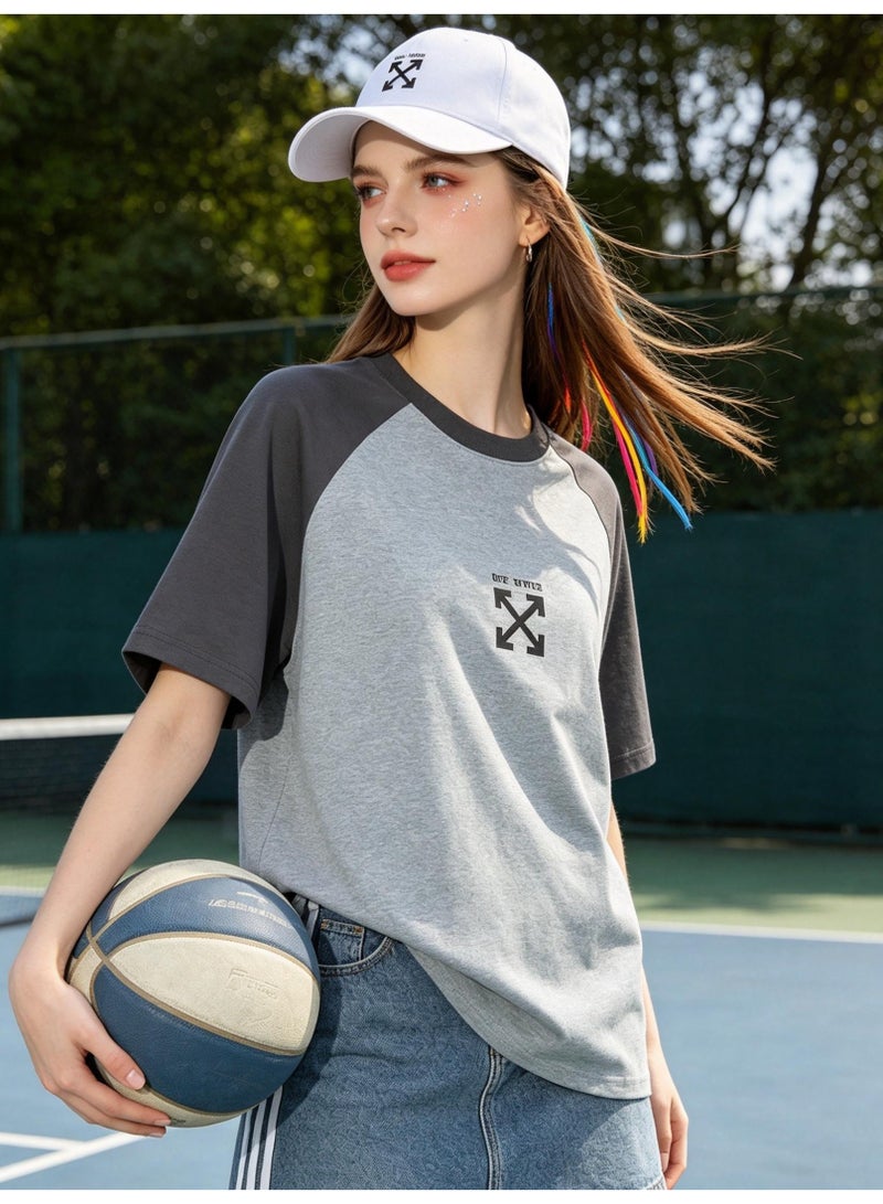 OFF-WHITE Loose short-sleeved T-shirts for men and women with shoulder inserts in summer with contrast stitching. - Image 4