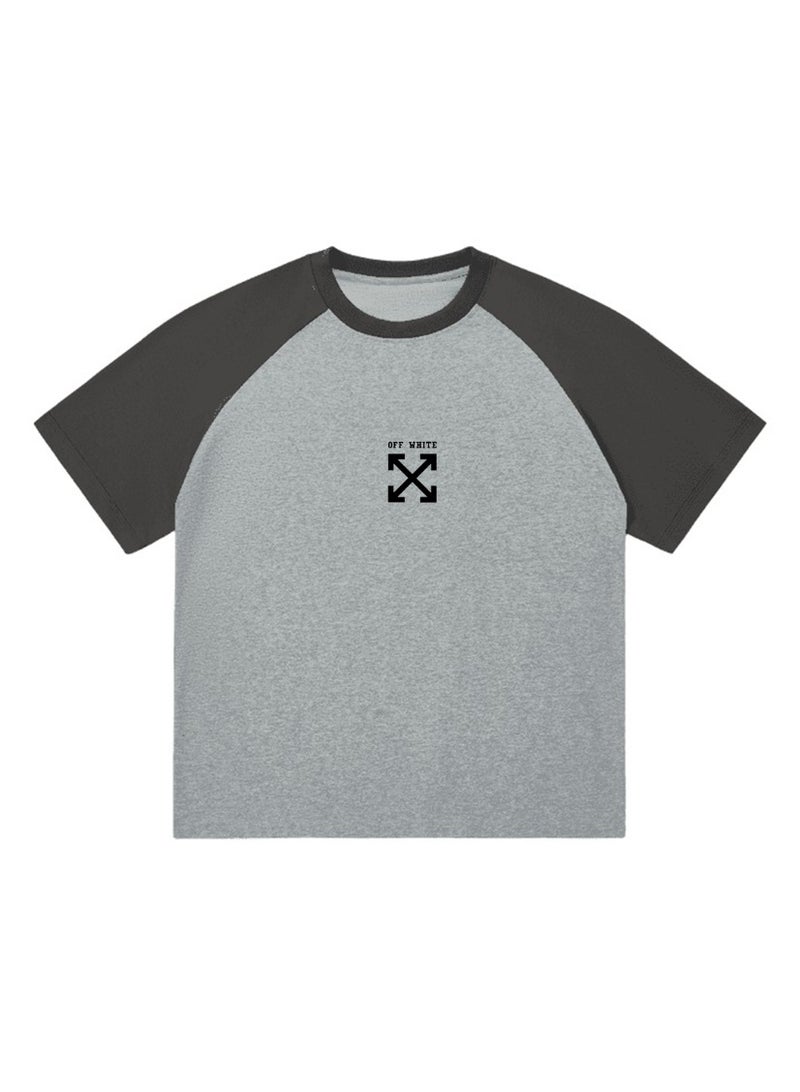 OFF-WHITE Loose short-sleeved T-shirts for men and women with shoulder inserts in summer with contrast stitching. - Image 2