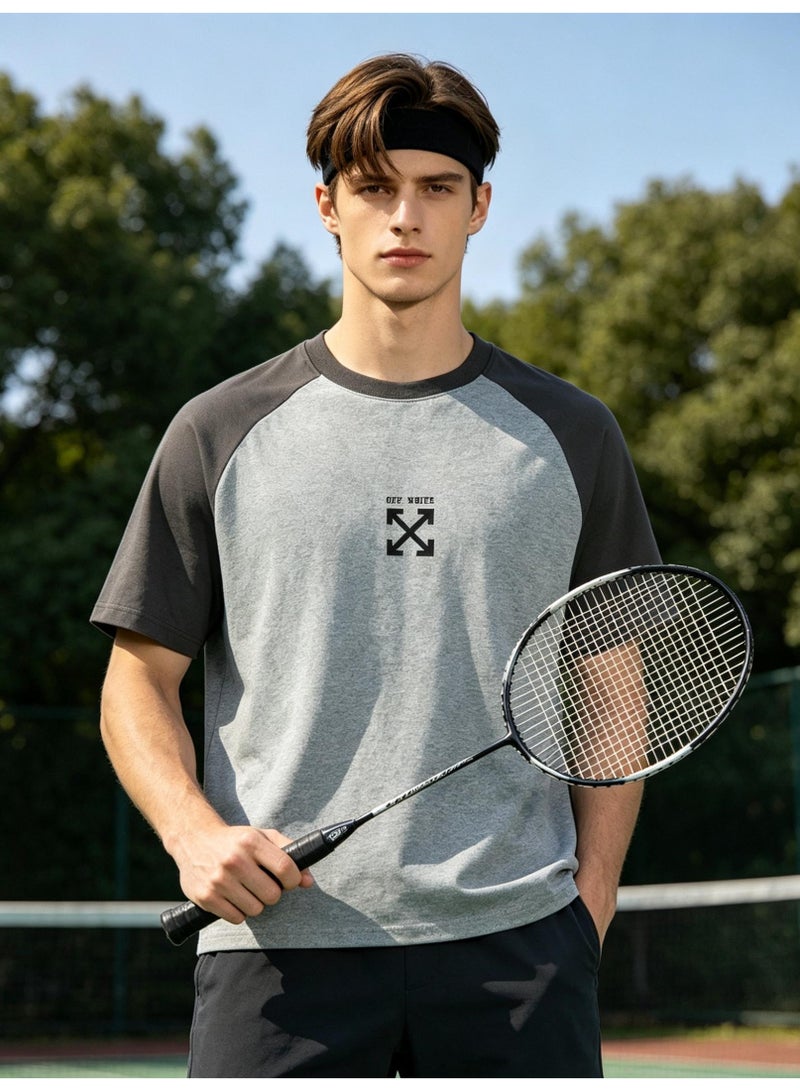 OFF-WHITE Loose short-sleeved T-shirts for men and women with shoulder inserts in summer with contrast stitching. - Image 5