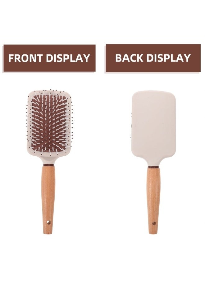 Group Tiger Anti-static wooden hairbrush, comfortable rectangular design for detangling and styling, 25.5 cm  - Image 4