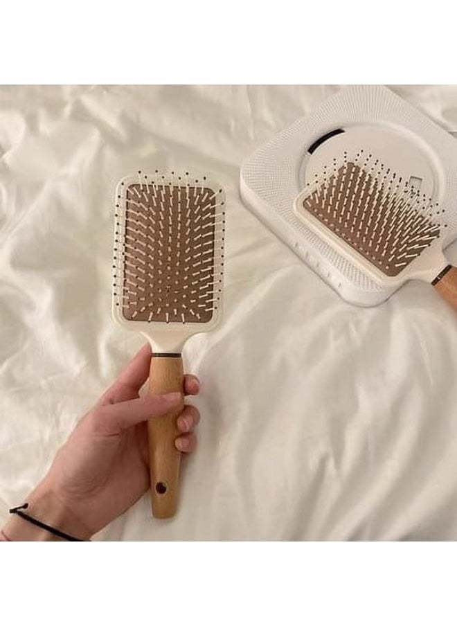 Group Tiger Anti-static wooden hairbrush, comfortable rectangular design for detangling and styling, 25.5 cm  - Image 5