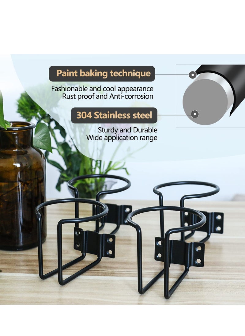 SYOSI cs Boat Cup Holder, Stainless Steel Universal Drink Holders, Black Coating Ring Cup Holders, Suitable Universal Drinks Holders for Marine Yacht Truck RV Metal Cup Holder  - Image 2