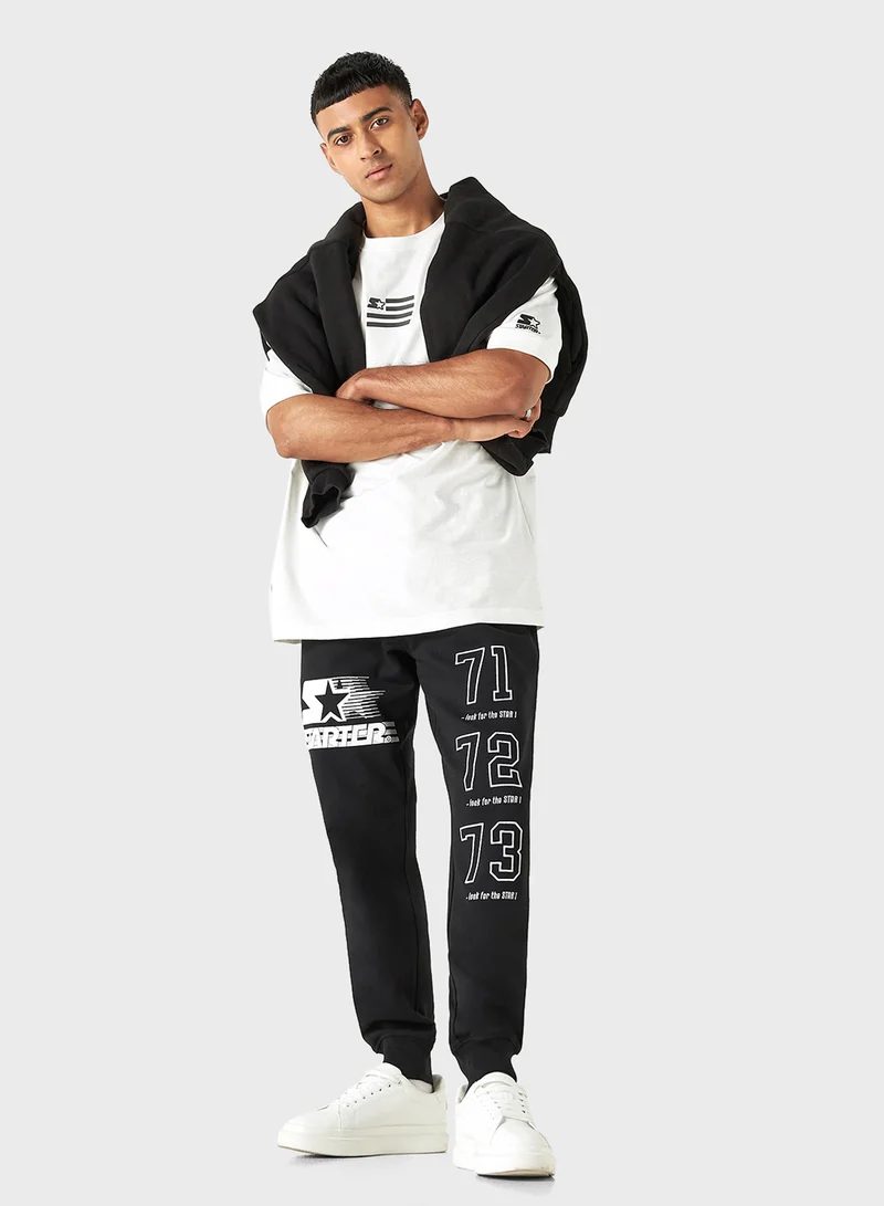 ستارتر Starter Logo Print Joggers with Drawstring Closure
