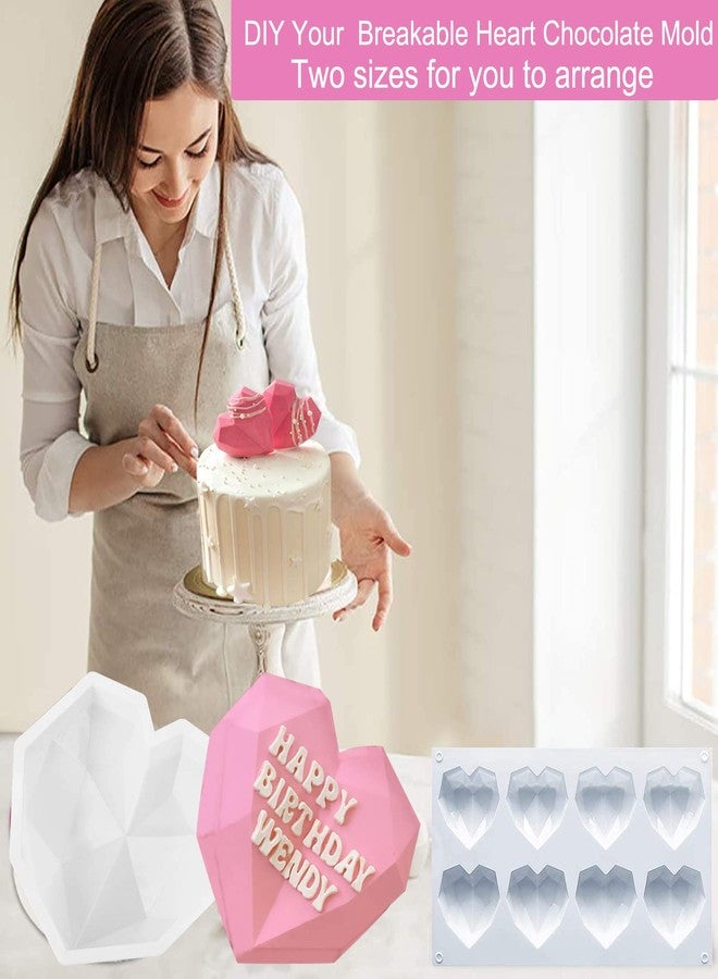EddHomes Breakable Heart Mold Kit for Chocolate With Hammer - 8 Cavity Diamond Shaped Silicone Mold for Baking, 8.8" Large Valentine Candy Making - Image 3
