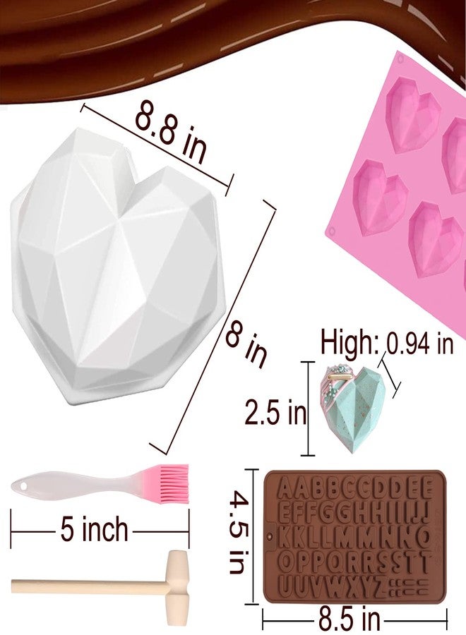 EddHomes Breakable Heart Mold Kit for Chocolate With Hammer - 8 Cavity Diamond Shaped Silicone Mold for Baking, 8.8" Large Valentine Candy Making - Image 5