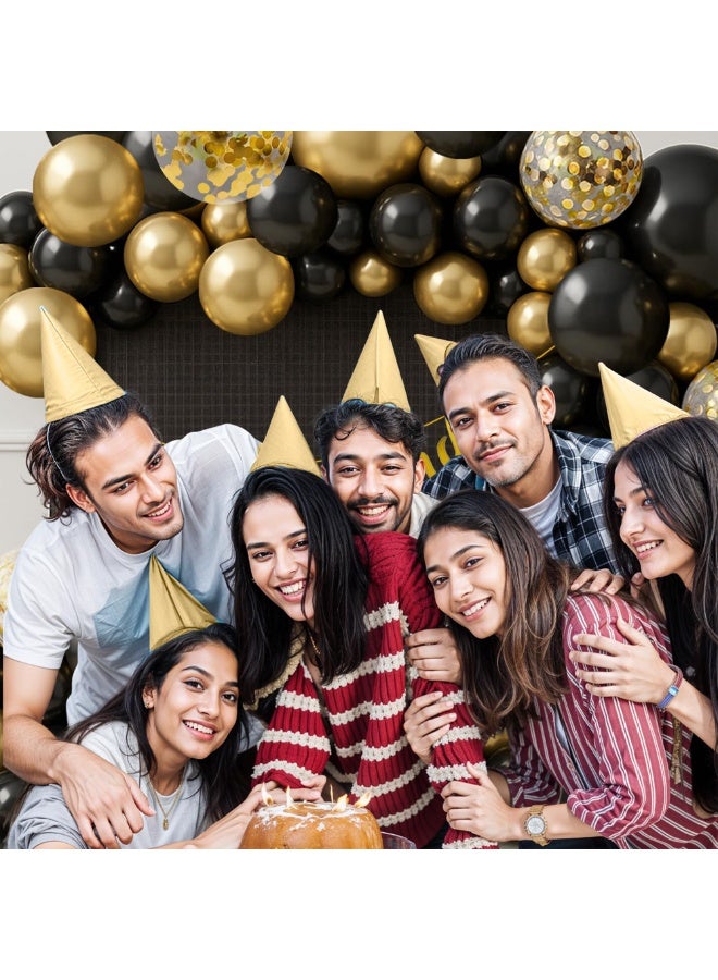 MAMATOONS 77pcs Black Gold Birthday Party Decoration Set, Black and Gold Theme Party Decorations with Happy Birthday Banner Confetti Balloons Metallic Gold and Matte Black Balloons Black Square Fringe Curtain Cake Toppers for Girls Women Men Kids - Image 5