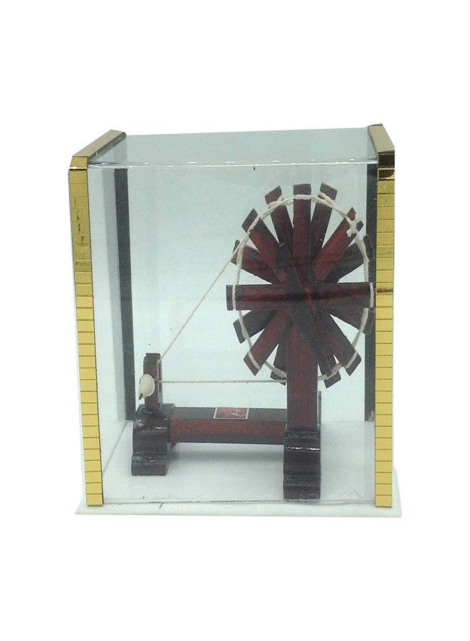 TEJ GIFTS هدايا تيج - قطعة عرض خشبية صغيرة شاركا غاندي جي في قبة أكريليك (شفافة، قياسية) - Image 1