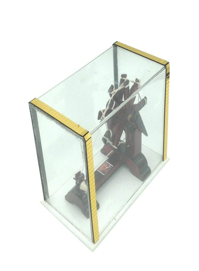 TEJ GIFTS هدايا تيج - قطعة عرض خشبية صغيرة شاركا غاندي جي في قبة أكريليك (شفافة، قياسية) - Image 3