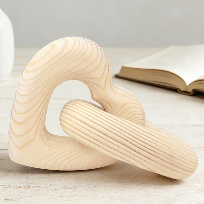 Leetous Valentine Wooden Heart Decor Joined Together Forever, Valentines Day Interlocking Heart Gifts for Wedding Engagement Anniversary, Wooden Connected Aesthetic Decorations for Shelf Table Home Coffee Bar - Image 1