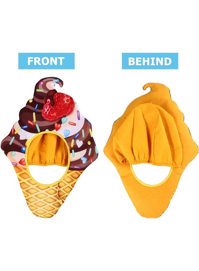 Peachjoy قبعة آيس كريم كوسبلاي، قبعة طعام مضحكة، أزياء رأس مضحكة، لملحقات قبعة آيس كريم هالوين كوسبلاي للنساء، قبعات فستان الطعام، - Image 3