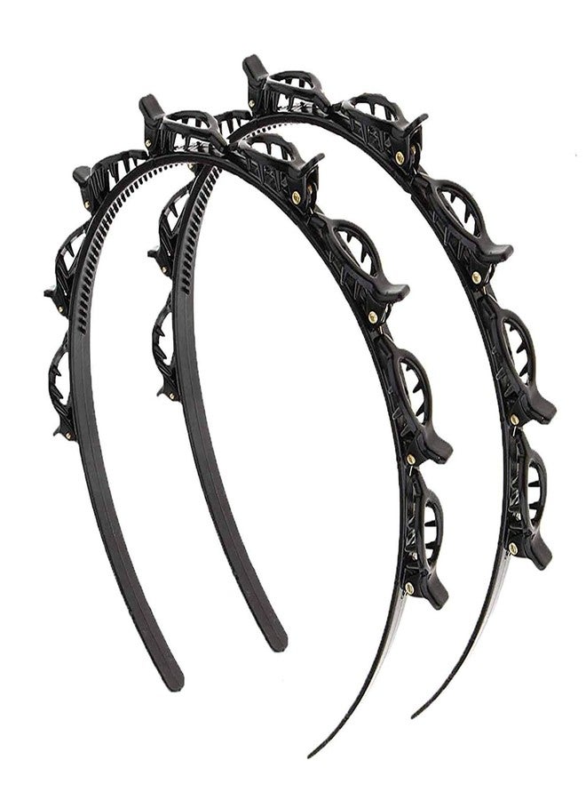 EPARTY إي بارتي - قطعتان من دبابيس الشعر لتسريحة الغرة المزدوجة، إكسسوارات شعر، طوق رأس مزدوج الطبقات بتصميم ضفيرة ملتوية، أدوات تصفيف الشعر للحفلات، ربطات شعر يمكنكِ صنعها بنفسكِ، ربطات شعر للنساء والفتيات - Image 1