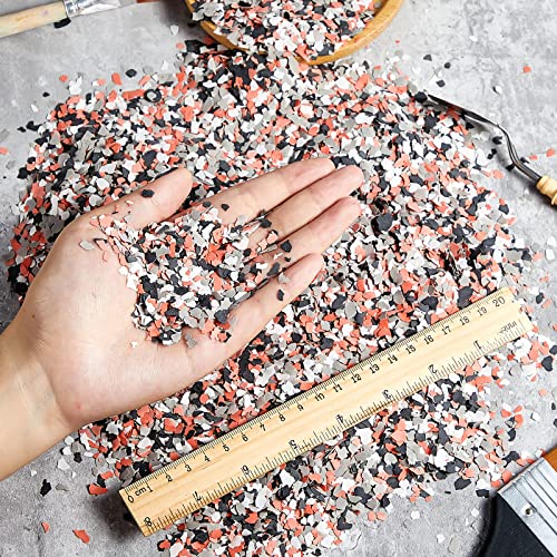 Timtin 700 G/ 1.54 Lb Blend Decorative Color Chips Concrete Floor Coatings Paint Flakes for Garage Floor Paint Interior Exterior Walls Floors(Black, White, Grey, Red) - Image 2