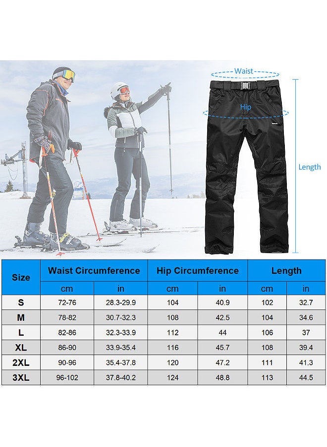 Generic - Winter Warm Snow Pants Waterproof Skiing Pants Trousers with Removable Suspenders for Men Women Skiing Snowboarding Shoveling Black - Image 1