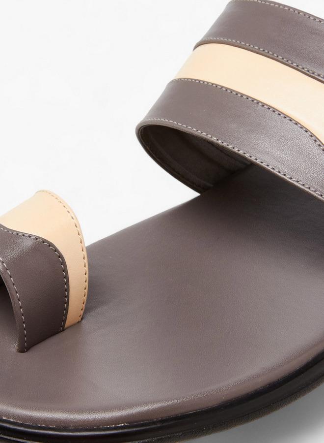 Al Waha Men Colourblock Toe Loop Detail Arabic Sandals - Image 4