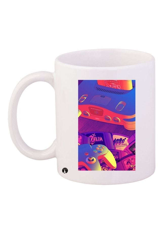 RYN Video Game Themed Coffee Mug White/Purple 11ounce