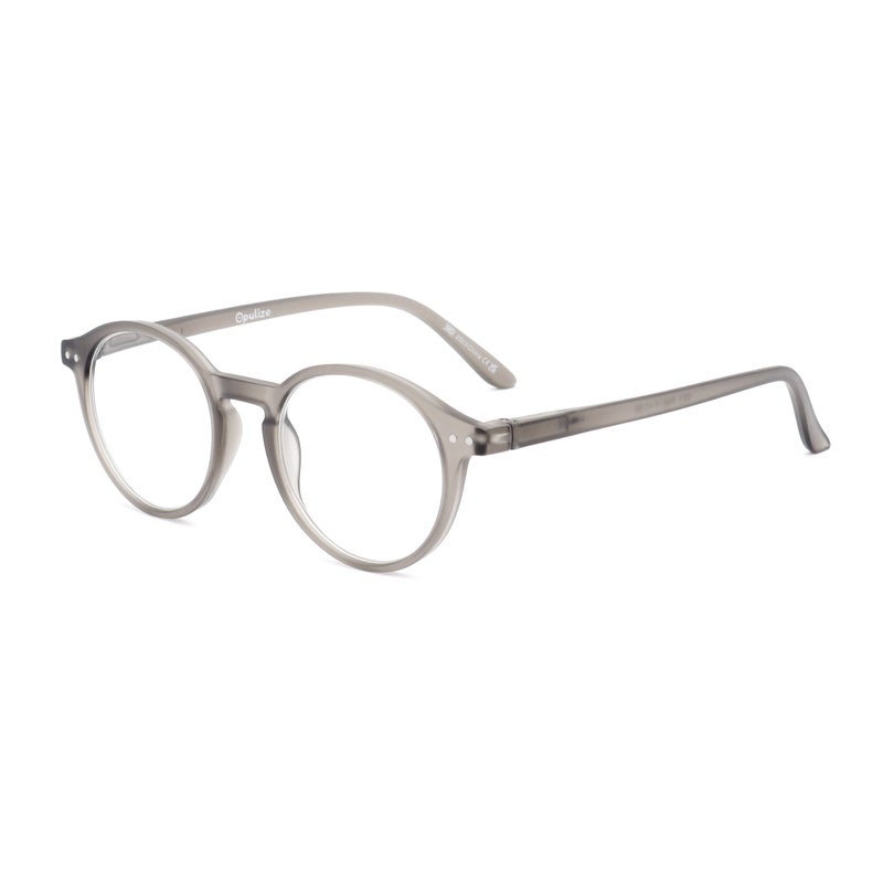 OPULIZE REY Reading Glasses for Women Men, Retro Round Frame with Spring Hinges, Matte Grey +3.50 (Pack of 1) - Image 2