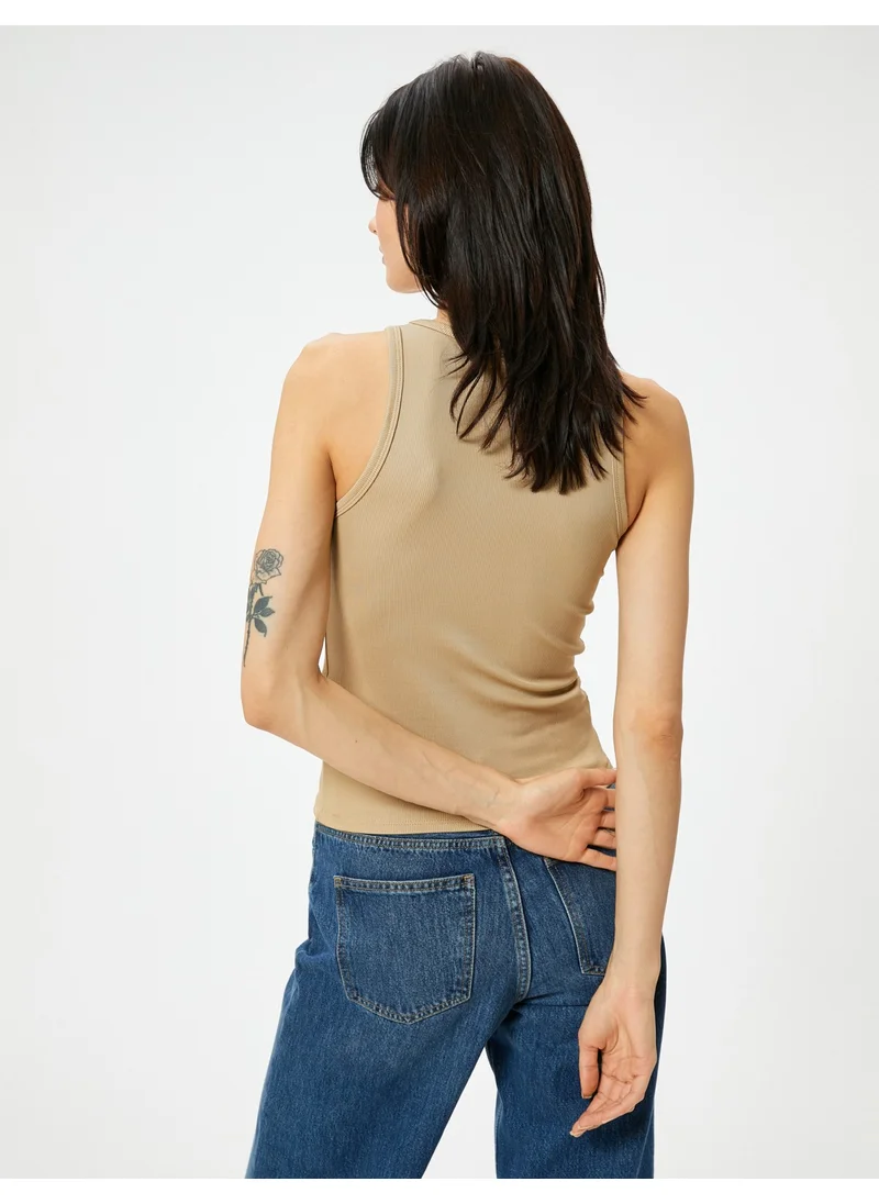 KOTON Halter Neck Undershirt Corded Slim Fit