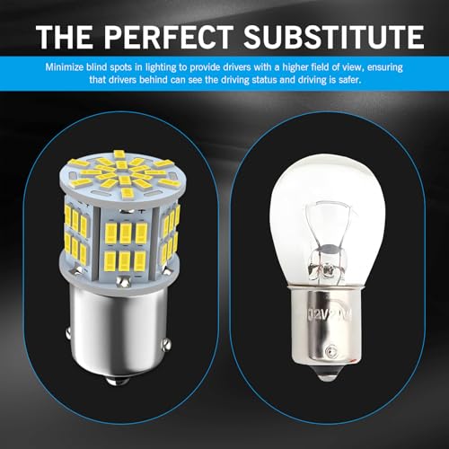 waswale 2 PCS 1156 LED Bulb Reversing Light, Single Contact 6800K Super Bright Turn Signal Bulb, 1141 1003 7506 BA15S Bulb, Universal for Most Cars (White) - Image 3