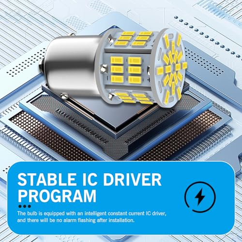 waswale 2 PCS 1156 LED Bulb Reversing Light, Single Contact 6800K Super Bright Turn Signal Bulb, 1141 1003 7506 BA15S Bulb, Universal for Most Cars (White) - Image 5
