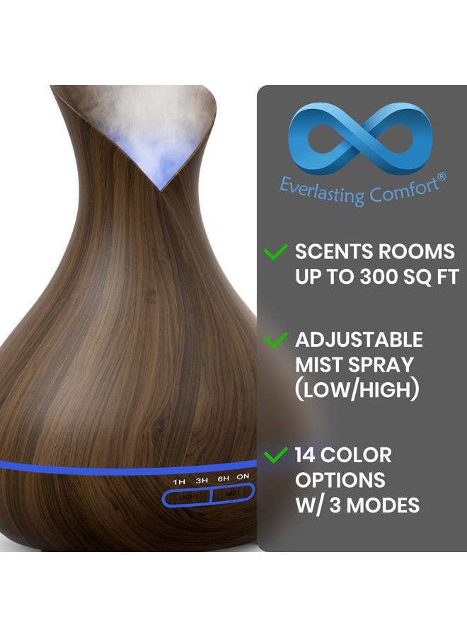 Essential Oil Diffuser (400ml) - Aromatherapy Diffuser for Large Room, Home Scent Diffuser with 7 LED Colors, Quiet Operation, Auto Shut-Off, and 13-Hour Runtime