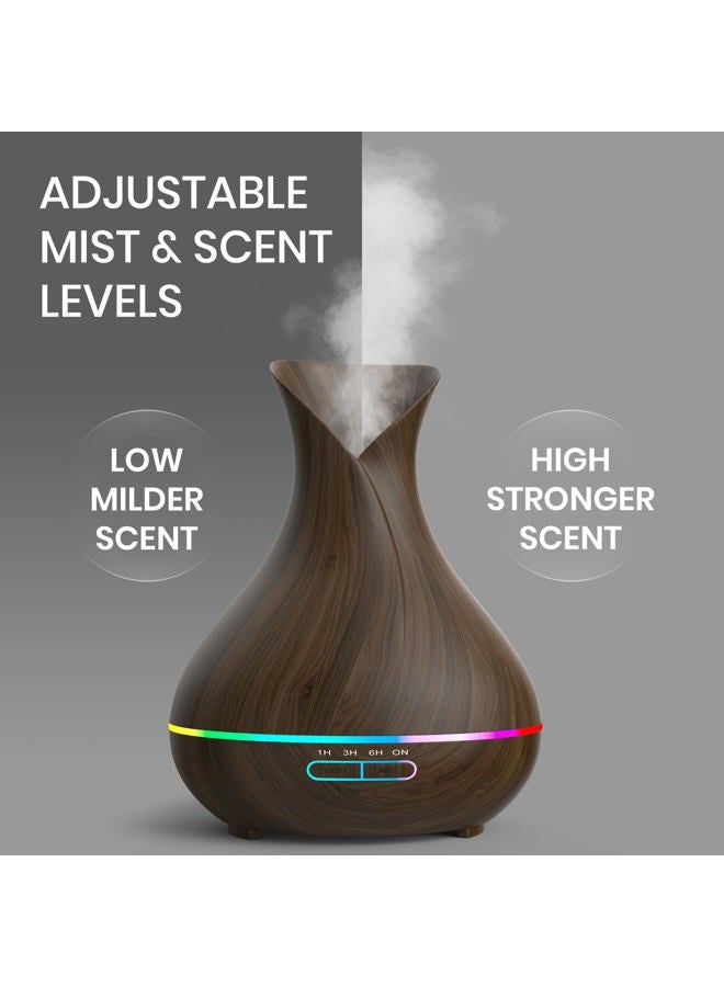 Essential Oil Diffuser (400ml) - Aromatherapy Diffuser for Large Room, Home Scent Diffuser with 7 LED Colors, Quiet Operation, Auto Shut-Off, and 13-Hour Runtime