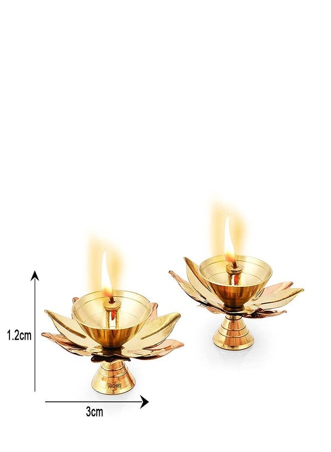 archies Diwali Gifts Diyas Diya Lotus Shape Brass Metal Diyas Tea Light Akhand Light Lamp for Gift Pooja Diya for House, Office, Mandir Set of 2 Kamal Patta Design-MT031 - Image 4