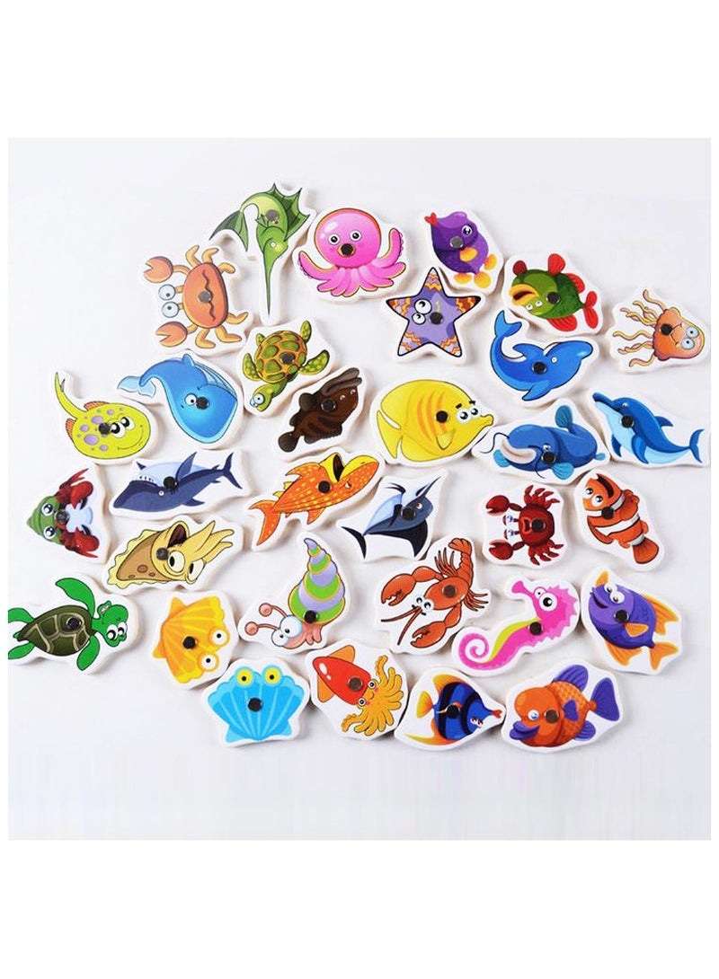 TAYYIB NOOR Fishing Toys For Kids, Early Education Parent Child Interactive Games, Wooden Magnetic Game, Wooden Fishing Game for Children - Image 4