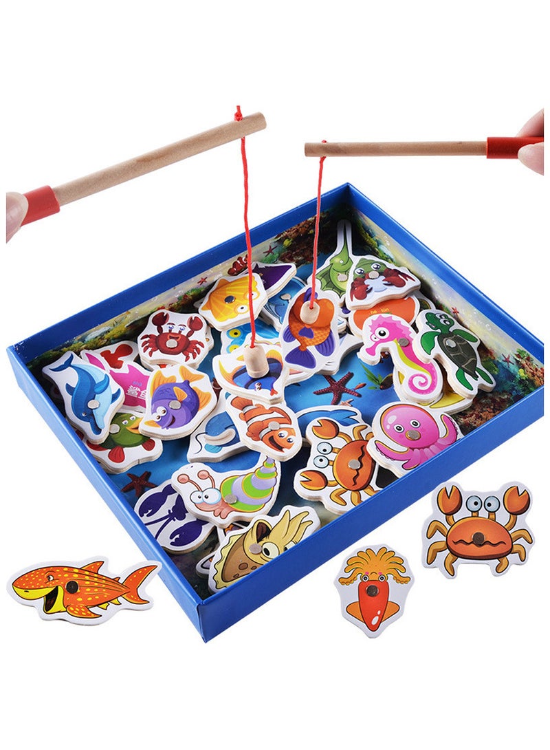 TAYYIB NOOR Fishing Toys For Kids, Early Education Parent Child Interactive Games, Wooden Magnetic Game, Wooden Fishing Game for Children - Image 1