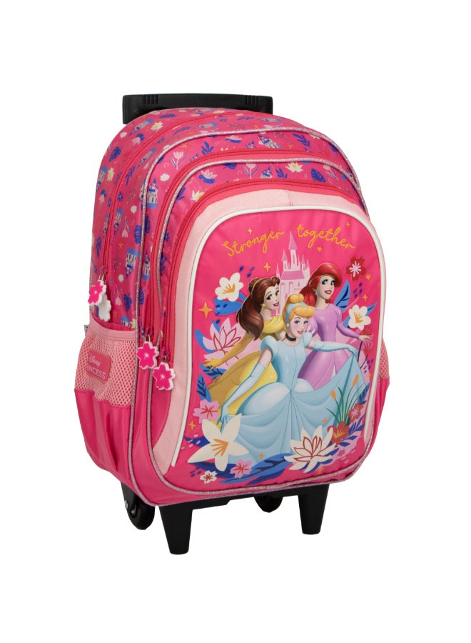 حقيبة ظهر بتصميم ديزني برنسيس بعجلات مزودة بثلاثة أقسام وسحاب إغلاق متعدد الألوان 16 × 11.81 × 8.26 بوصة SUNS-7417DSG