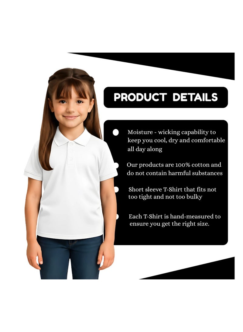 برينت شوب فور مي تي شيرت بولو للأطفال البنات 230 جرام في المتر المربع من القطن الخالص الألوان الأساسية - Image 3