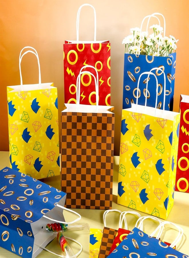 MinFyberd 12PCS Hedgehog Party Gift Bags Supplies 4 Assorted Styles Red and Blue Gold Paper Goodie Bags Video Game Treat Gift Bag with Handles for Birthday Party Baby Shower Decorations Candy Boys Girls - Image 4
